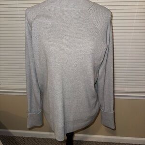 Michael Kors Gray Mock Neck Ribbed with Button Cuffs Size Large Sweater